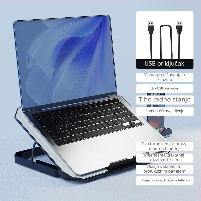 N22 laptop hladnjak s 2 ventilatora, ABS kućište, aktivno hlađenje