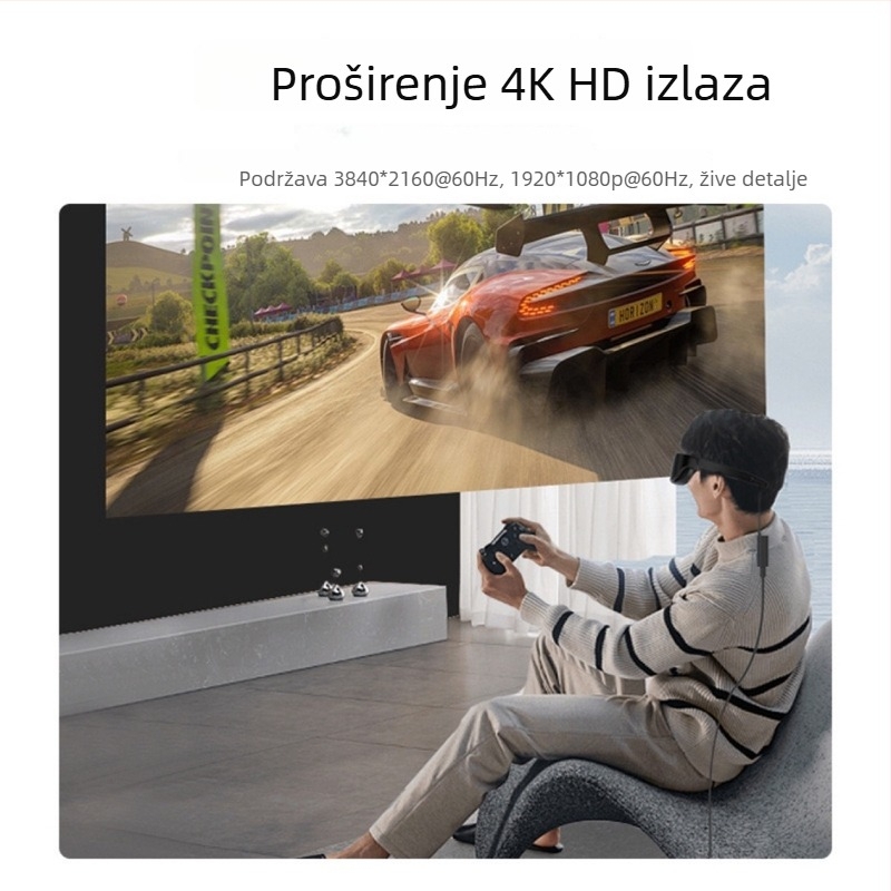 Type-C na HDMI adapter za AR naočale - HDMI sučelje, AR čip, USB-C hub, prijenos podataka 3.1