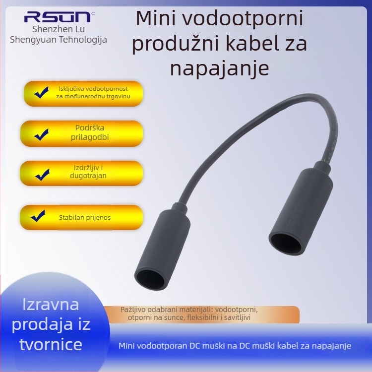 DC ženski vodootporni kabel adapter Type-C za DC Mini napajanje – Kabel adapter, Type-C čip, prijenos podataka 12.5V8A/20V5A, bakrena žica tinom premazana