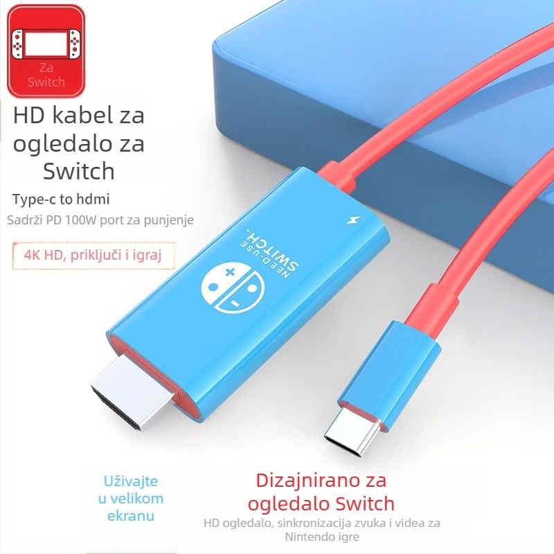 Adapter kabel Type-C na HDMI za Nintendo Switch i Huawei 4K monitor, 2 m, 4K30Hz