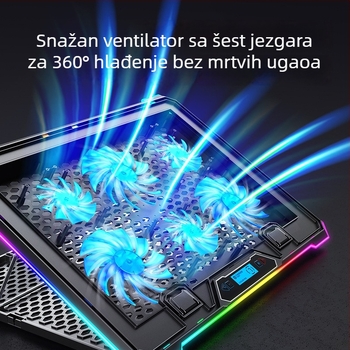 K15 podloga za hlađenje laptopa, zračno hlađenje, 6 ventilatora, metalna mreža i plastika
