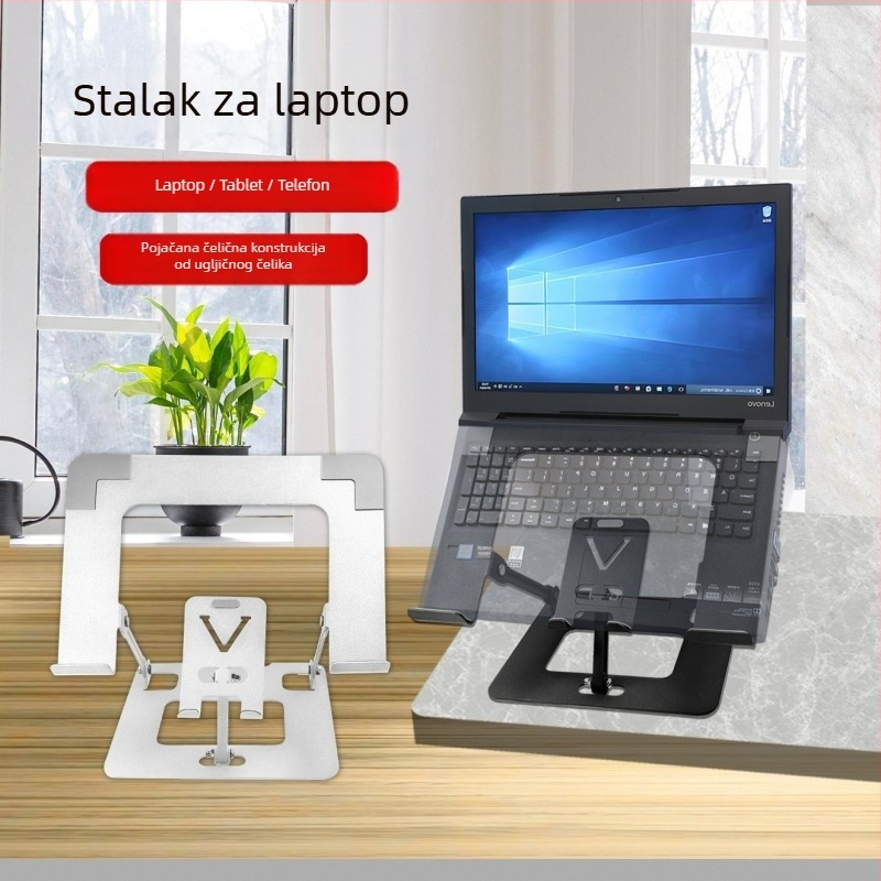 Stalak za laptop i mobitel, od aluminijske legure, sklopiv, univerzalna kompatibilnost, težina 500 g, pogodan za livestream i uredski rad.