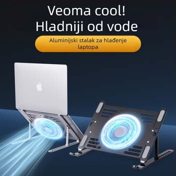 hz44 Sklopiva stojna za laptop s jednim ventilatorom, metalna mreža, kompatibilno s notebookom