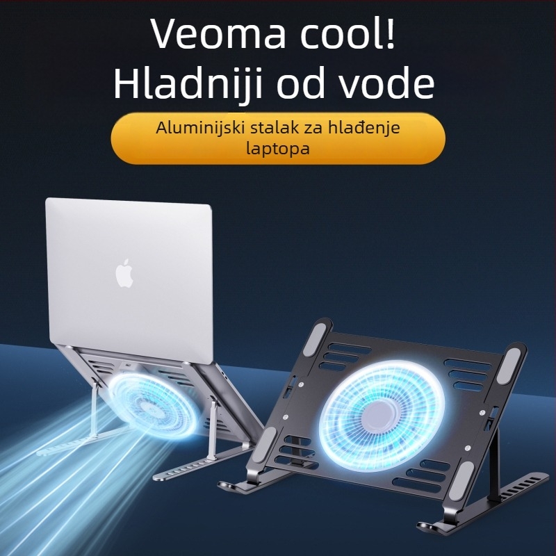 hz44 Sklopiva stojna za laptop s jednim ventilatorom, metalna mreža, kompatibilno s notebookom