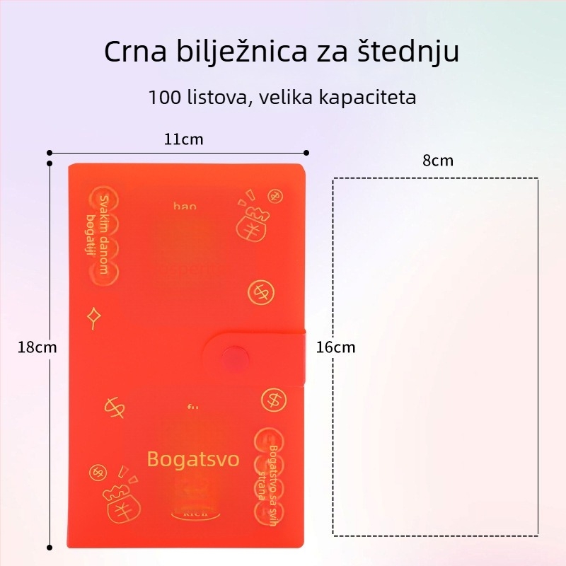Bilježnica za štednju s PP omotom, povezana s 100 listova, kapacitet 100 listova, poklon za putovanja