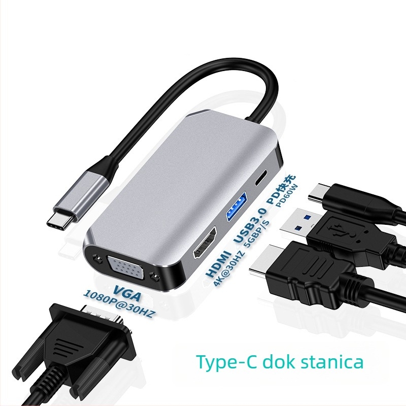 Type-C adapter kabel s HDMI hubom, 4-portni, bakreno jezgro, prijenos podataka 500
