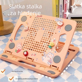 Držač za laptop s podignutim prostorom za pohranu i odvodom topline – aluminijska legura, stolna baza, prijenosna i univerzalna