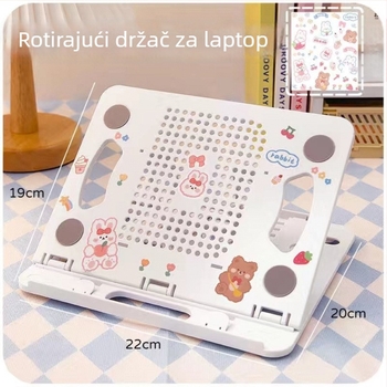 Držač za laptop s podignutim prostorom za pohranu i odvodom topline – aluminijska legura, stolna baza, prijenosna i univerzalna