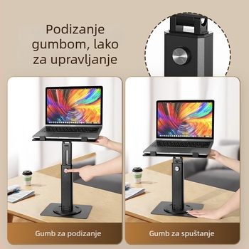 Stalak za laptop/tablet s 360° rotacijom, podesiva visina, aluminijska legura, hlađenje, model Z9