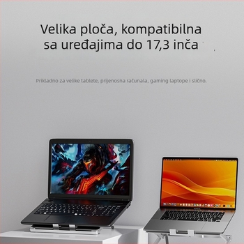 H12 stalak za hlađenje prijenosnog računala, aluminijska legura, otvori za ventilaciju, stabilan dizajn, težina 610 g ± 10 g.