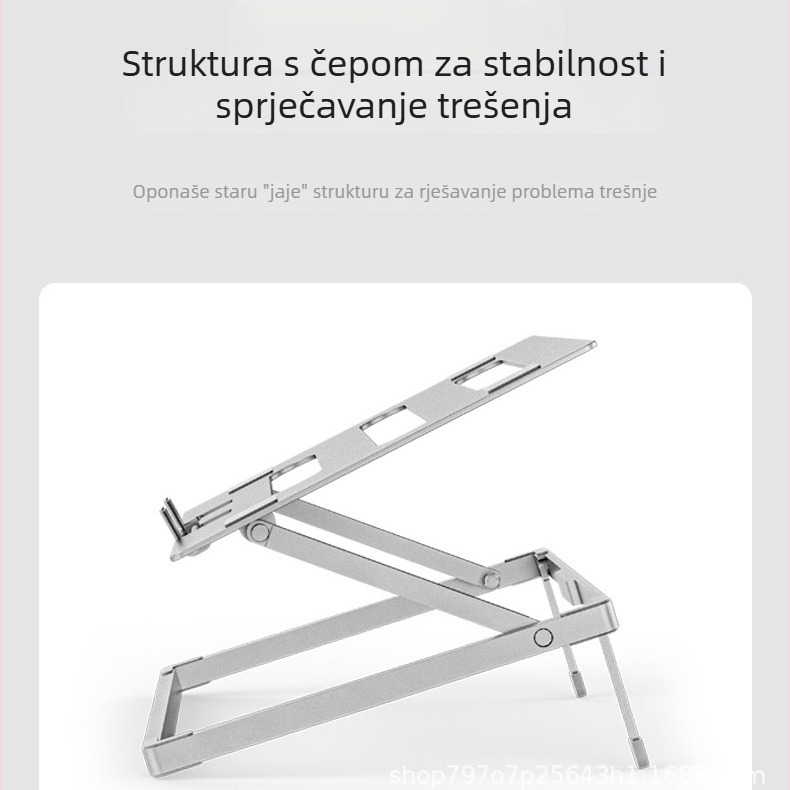 H12 stalak za hlađenje prijenosnog računala, aluminijska legura, otvori za ventilaciju, stabilan dizajn, težina 610 g ± 10 g.