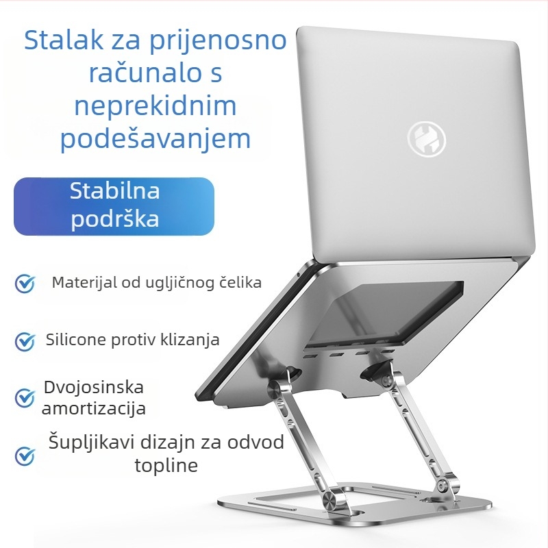 Držač za laptop od karbonskog čelika, sklopni dizajn, model B1063, težina 1,18 kg, podrška za MacBook, opća kompatibilnost