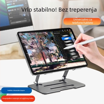 Potpuno metalni nosač za tablet, okretni stoni držač s podesivim visinama i sklopnim dizajnom, za iPad, iPhone i iPod touch 4. generacije