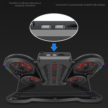 Hlađenje za prijenosno računalo Q6 s 6 ventilatora, podnožje za hlađenje za notebooke, ultrabookove i playbookove