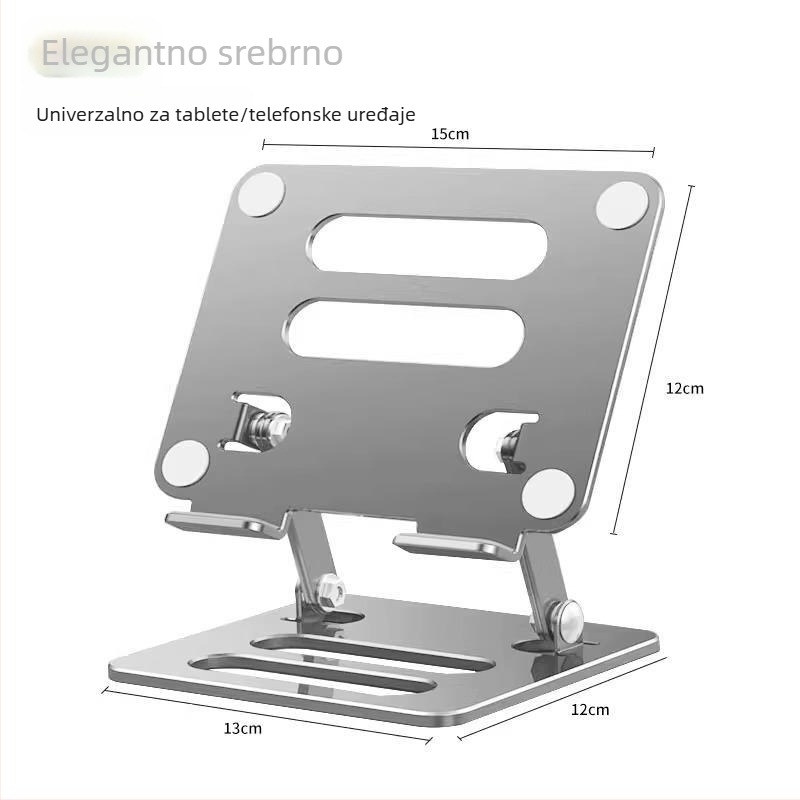 Metalni držač za laptop/tablet, sklopivi dvostruki podizanje i hlađenje, karbonska čelika, 408 g, kompatibilan s iPad/iPhone