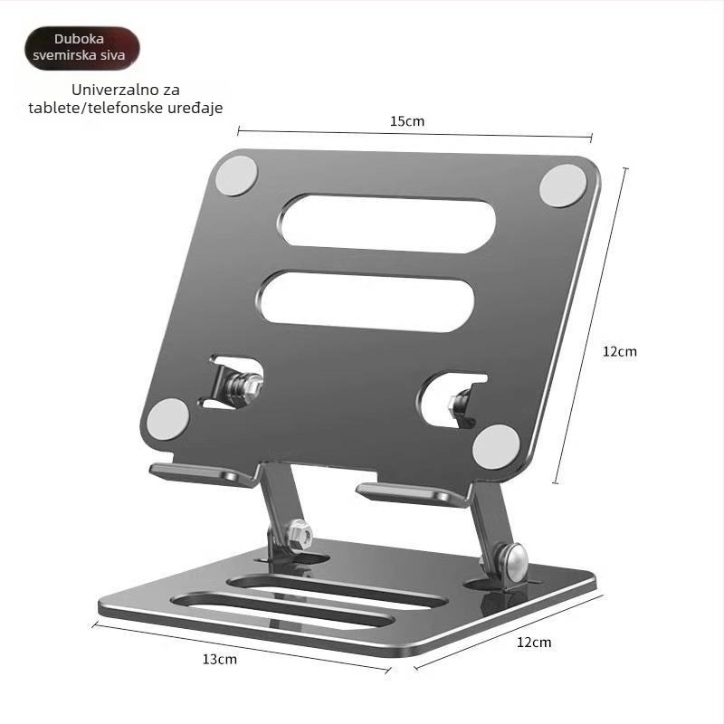 Metalni držač za laptop/tablet, sklopivi dvostruki podizanje i hlađenje, karbonska čelika, 408 g, kompatibilan s iPad/iPhone
