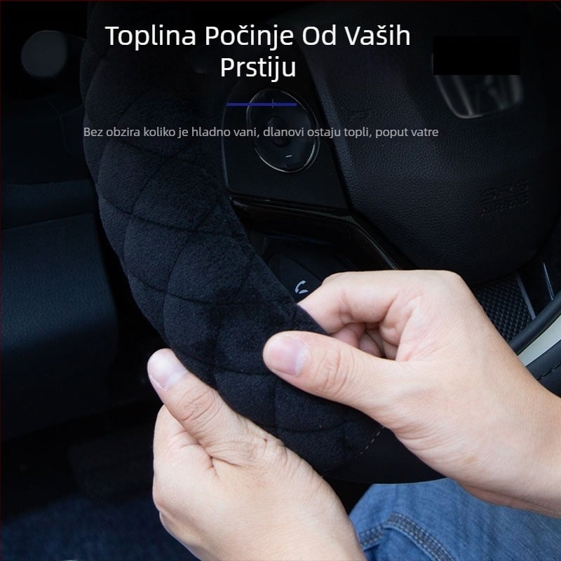 Navlaka za volan automobila, zimski kratki pliš, univerzalna prilagodba, protuklizno, sportski stil
