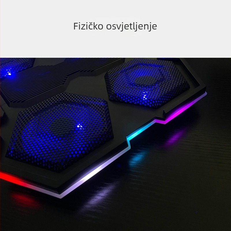 Chladič za prijenosno računalo sa šest ventilatora, metalna mreža, kompatibilan s prijenosnim računalima, ultrabookovima i Playbookom