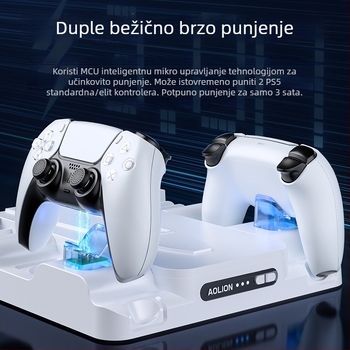 PS5 Pro podloga za hlađenje s držačem diskova i spremištem, punjenje kontrolera putem Type-C, kompatibilno s PS5/PS5 Slim