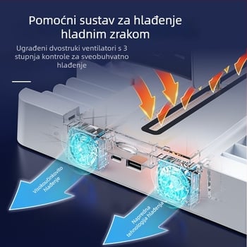 PS5 Pro podloga za hlađenje s držačem diskova i spremištem, punjenje kontrolera putem Type-C, kompatibilno s PS5/PS5 Slim