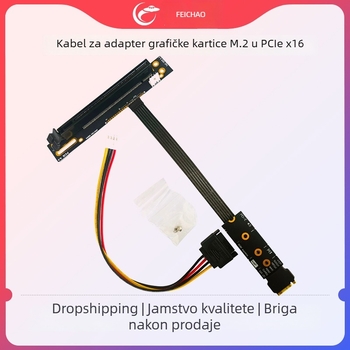 Adapter kabel M.2 NVMe Gen4 na PCIe 4.0 x4, srebrno preplæ/ženi jezgra vodiča, jednostrani konektor