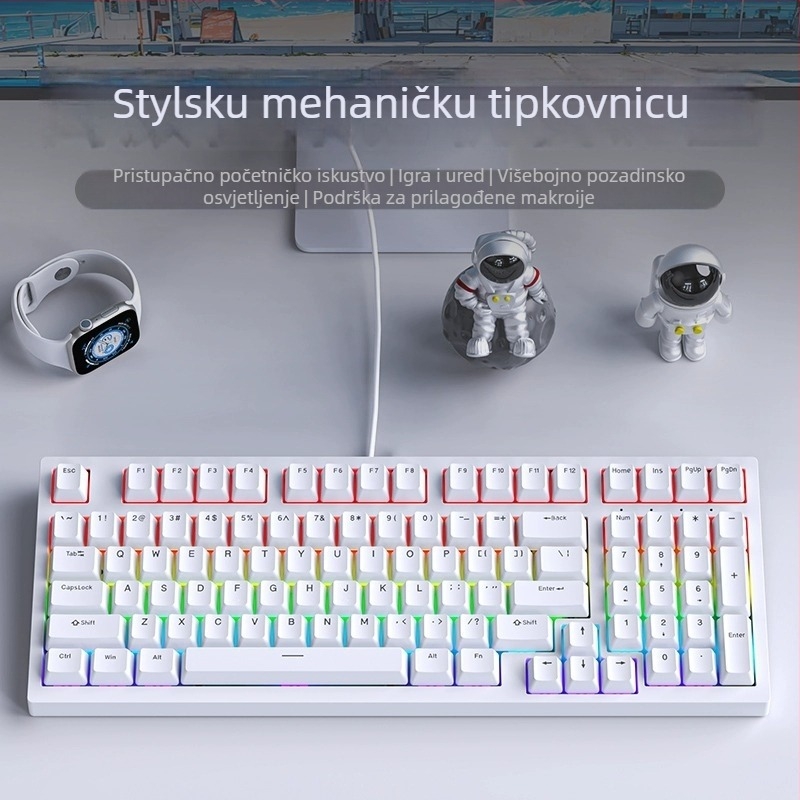 Ruiyi F98 mehanička tipkovnica, žičana, za gaming i ured, više od 98 tipki, pozadinsko osvjetljenje