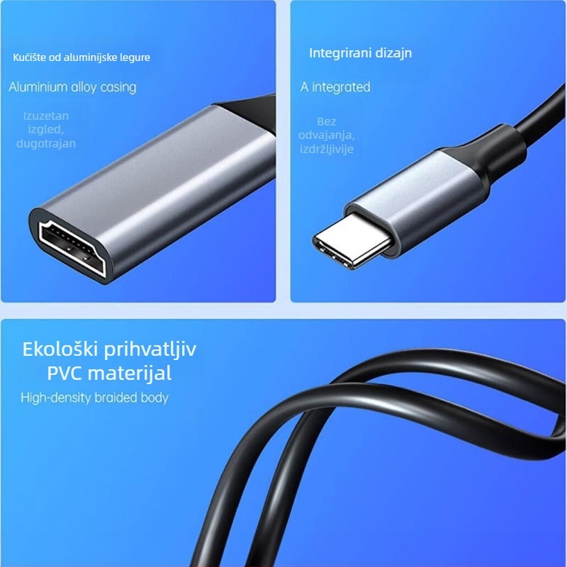 Type-C na HDMI adapter kabel 4K60Hz s bakrenim jezgrom
