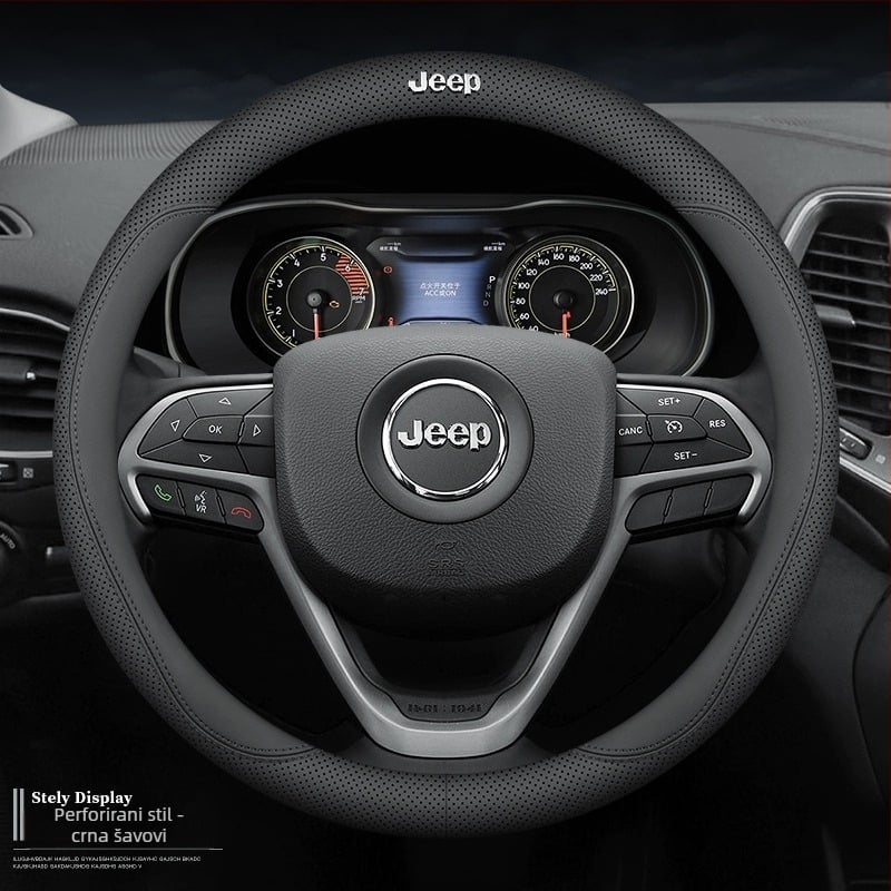 Kožna navlaka za volan za Jeep, zreli stil, za četiri sezone, materijal: umjetna koža, ugradnja: za posebne automobile