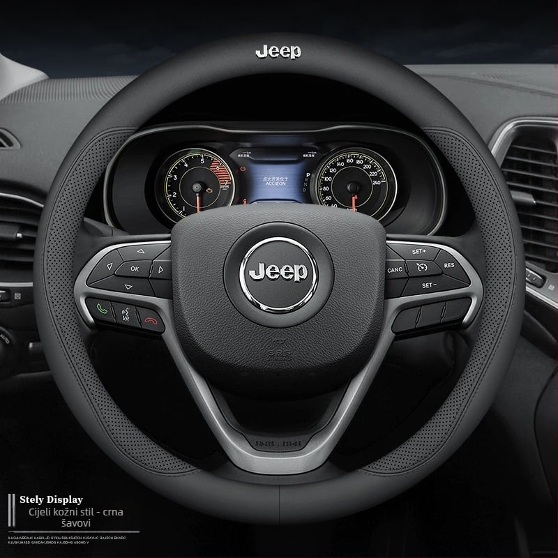 Kožna navlaka za volan za Jeep, zreli stil, za četiri sezone, materijal: umjetna koža, ugradnja: za posebne automobile