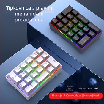 Mehanička numerička tipkovnica od 20 tipki, žična, sa zelenom osovinom i miješanim pozadinskim osvjetljenjem