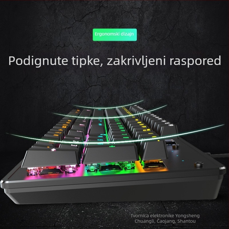Gaming tipkovnica K104 s mehaničkim prekidačima, više od 98 tipki, žična, višebojno osvjetljenje