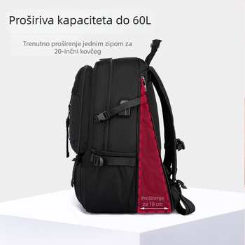 Muški putni ruksak velike kapacitete 56–75 L, vodootporan Oxford materijal, proširivi dizajn, pogodan za 16-inčni prijenosnik, naramenice sa zračnim jastučićima