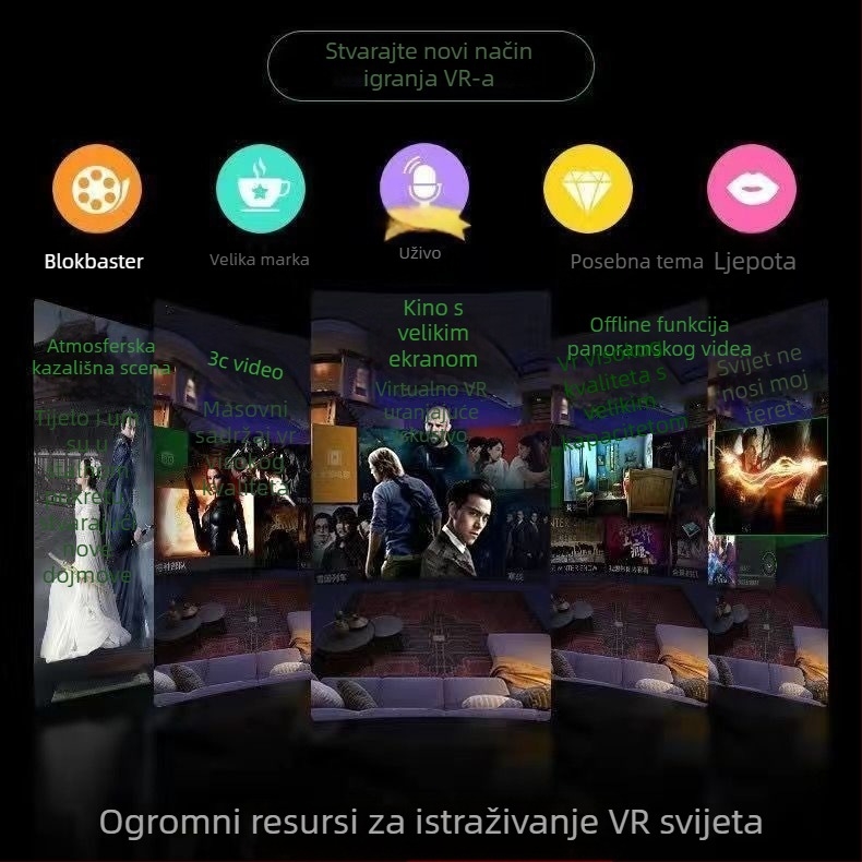 Ling Xunda VR headset druga generacija za mobilne telefone, 3D kino, gaming kontroler