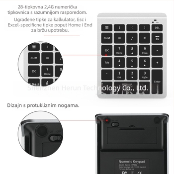 RF302 Bežični numerički tipkovnica – 28 tipki, USB sučelje, 2.4G bežična veza, Plug-and-Play