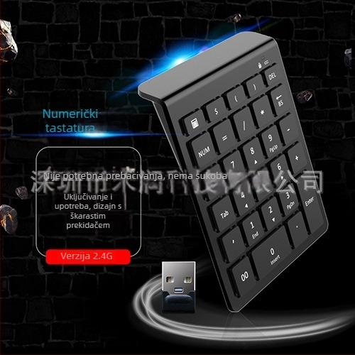 RF302 Bežični numerički tipkovnica – 28 tipki, USB sučelje, 2.4G bežična veza, Plug-and-Play