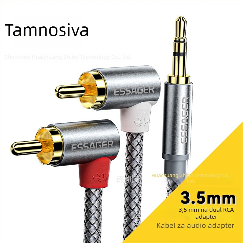 3,5 mm na dualni RCA audio adapter (zlatni konektori; jezgro kabla od aluminijske legure; ROHS; model EYPZJ-MY)