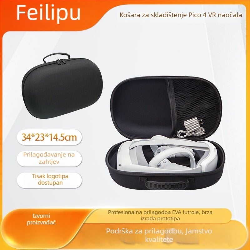 Pico4 VR futrola za pohranu - tvrdi zaštitni kovčeg, otporan na prašinu, Model FLP2543, Materijal poliester, Termotransfer tisak, Pakiranje za headset, Pakiranje 3C elektroničkih proizvoda