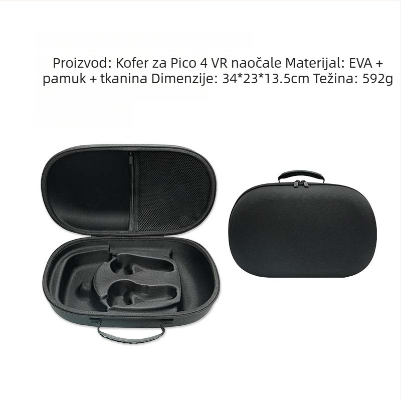 Pico4 VR futrola za pohranu - tvrdi zaštitni kovčeg, otporan na prašinu, Model FLP2543, Materijal poliester, Termotransfer tisak, Pakiranje za headset, Pakiranje 3C elektroničkih proizvoda