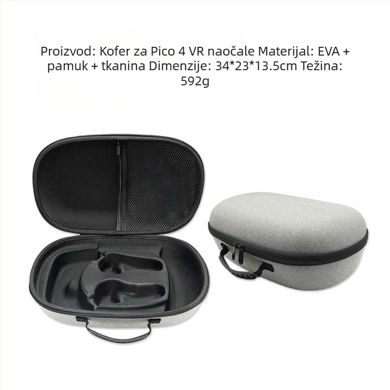 Pico4 VR futrola za pohranu - tvrdi zaštitni kovčeg, otporan na prašinu, Model FLP2543, Materijal poliester, Termotransfer tisak, Pakiranje za headset, Pakiranje 3C elektroničkih proizvoda
