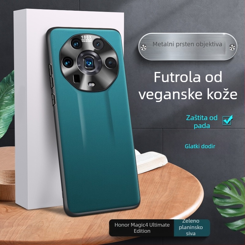 Kućište za Honor Magic4 Ultimate Edition s metalnim prstenom objektiva i kožnim zaštitnim omotom