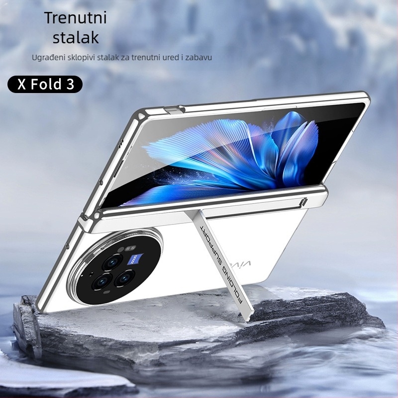 Prozirno elektroplatirano tvrdo kućište za Vivo X Fold3 Pro – zaštita preklopnog zaslona, minimalistički stil, premium
