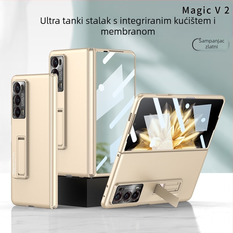 GKK futrola sa stalkom za Magic V2 – ultra tanka, potpuno pokrivena, crna, s zaštitnikom zaslona