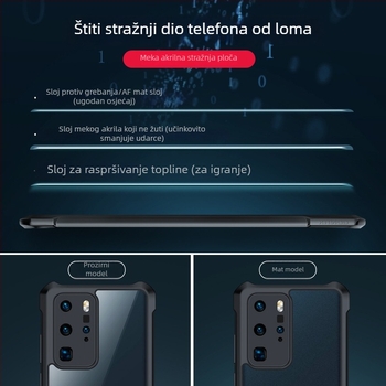 Kućište za Huawei P40 Pro s potpunom zaštitom objektiva, TPU+PC, otpornost na habanje i pad, crno, Xundd
