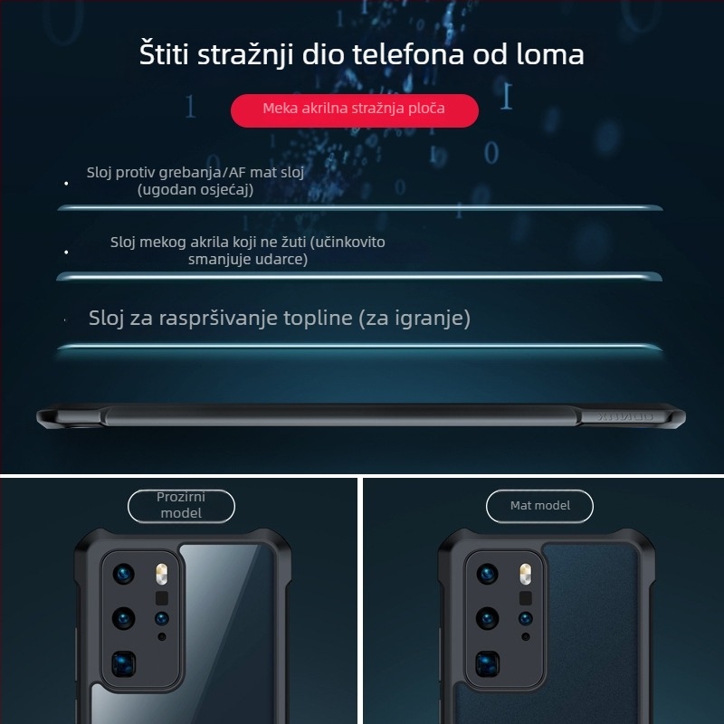 Kućište za Huawei P40 Pro s potpunom zaštitom objektiva, TPU+PC, otpornost na habanje i pad, crno, Xundd