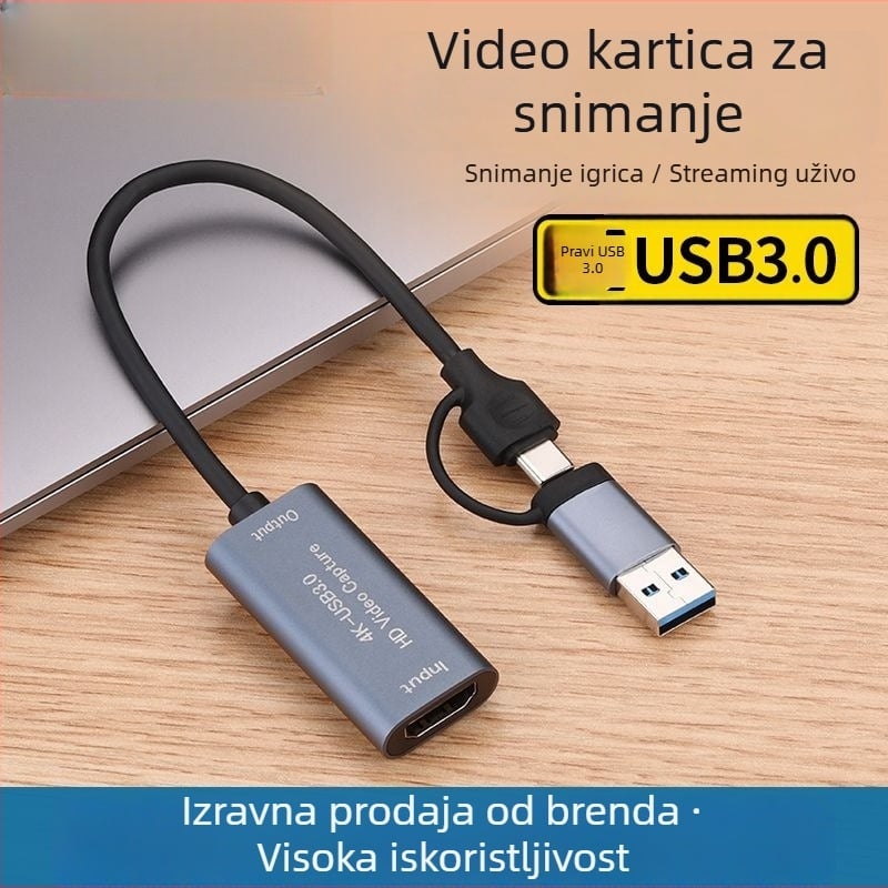 HDMI na Type-C kartica za snimanje videa, USB 3.0, 4K, za PC, mobitel i tablet