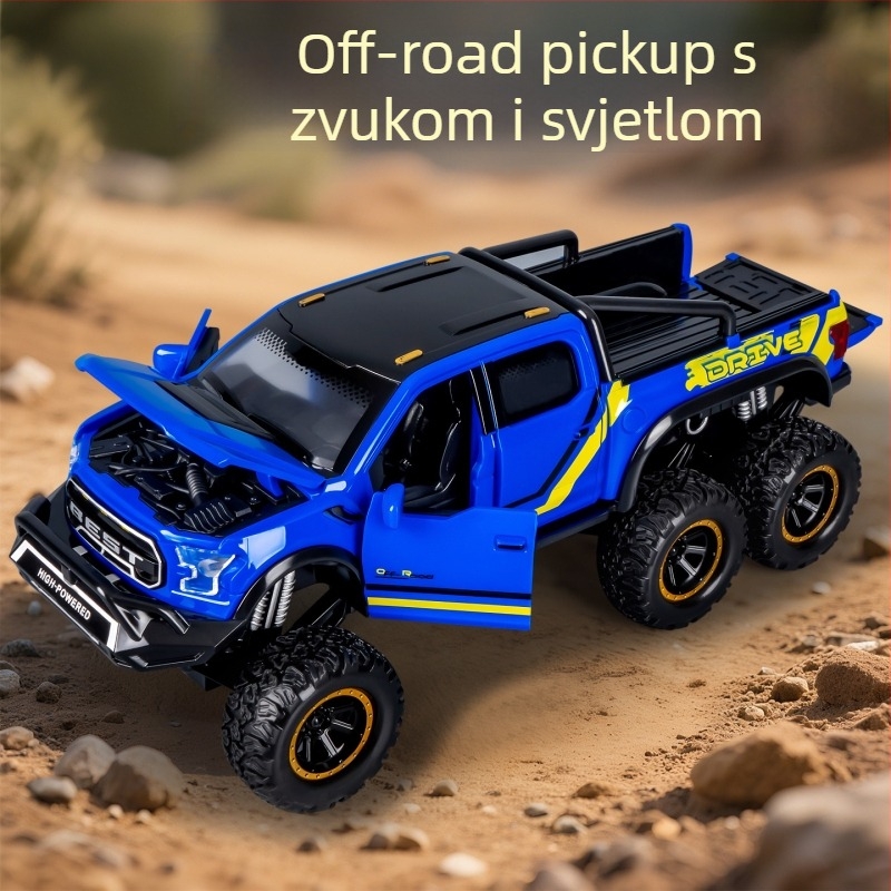 Off-road dječji automobil, skala 1:12, plastika, šest kotača, inercijski pogon, zvuk i svjetlo