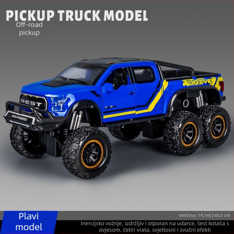 Off-road dječji automobil, skala 1:12, plastika, šest kotača, inercijski pogon, zvuk i svjetlo