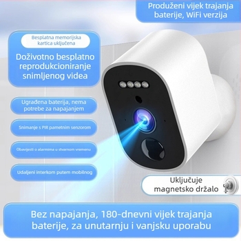 Bežično Wi‑Fi kamera 1080P s objektivom od 4 mm, 0,1 lx slabog osvjetljenja, IR noćno vid do 10 m, unutarnja uporaba, napajanje 5V