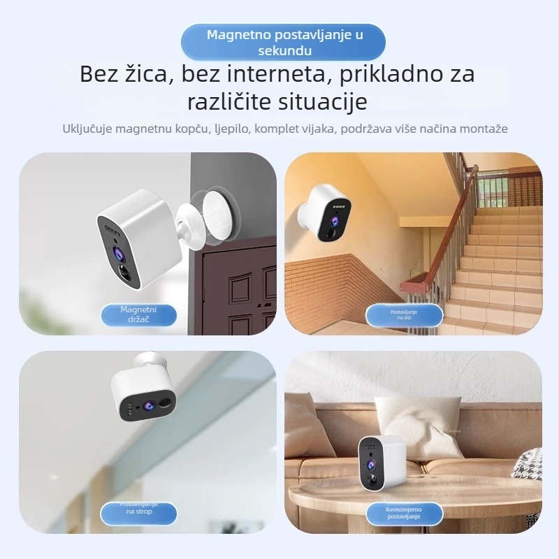 Bežično Wi‑Fi kamera 1080P s objektivom od 4 mm, 0,1 lx slabog osvjetljenja, IR noćno vid do 10 m, unutarnja uporaba, napajanje 5V