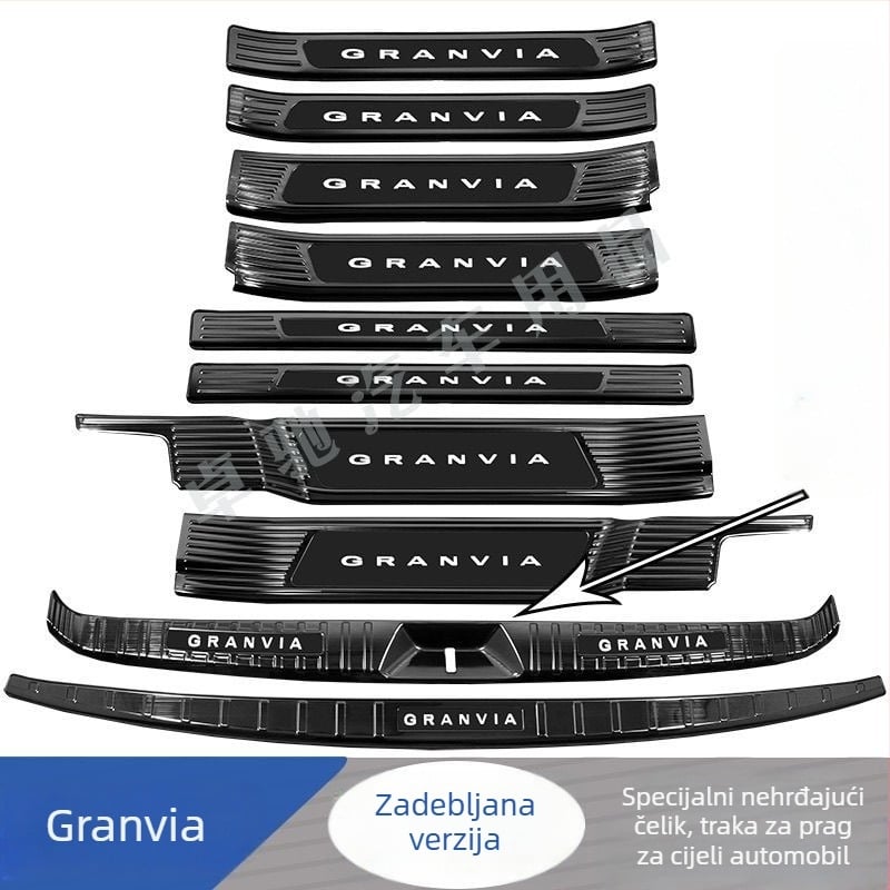 Grevia 22-24 prag traka, pedala dobrodošlice, zaštita prtljažnika, dekorativno nehrđajuće čelik, naljepnica za zaštitu stražnjeg branika